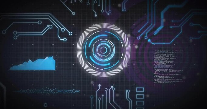 Animation of scope and data processing over computer circuit board