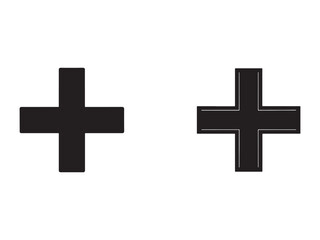 Obraz premium Plus signs with and without outline on white background