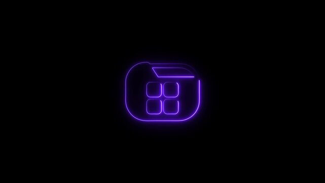 Neon Purple App with Four Squares 4k animation video with black background
