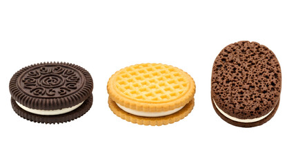 Assorted Cream Sandwich Cookies Isolated On White Background