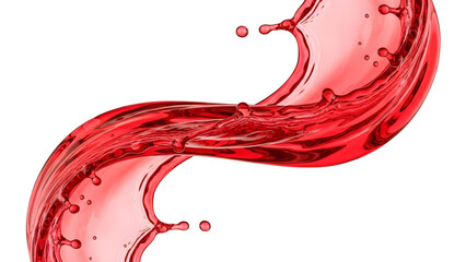 Dynamic Red Liquid Splash With Droplets Isolated On White