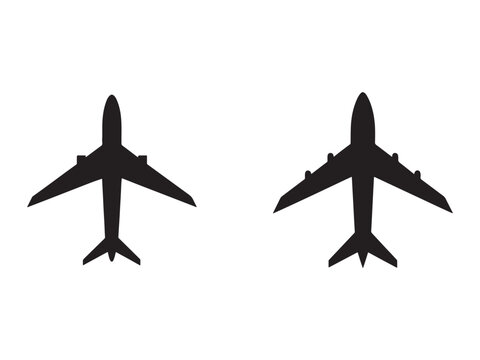 Two airplane silhouettes flying high in the sky  commercial airliners  aircraft  travel  transportation