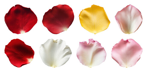 Fototapeta premium PNG Vibrant petals in diverse colors, element set on transparent background