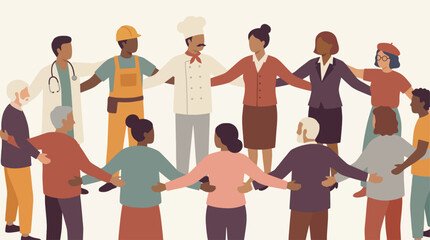 Obraz premium Diverse group of people standing together in unity and solidarity.