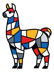Fototapeta premium Colorful geometric illustration of a llama depicting abstract mosaic patterns for creative design projects