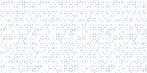 Fototapeta premium Trendy vector seamless pattern with diamonds, floral silhouettes. Stylish blue and white background with halftone effect, small scattered shapes, grid. Simple minimal texture. Repeated modern design