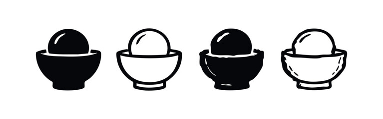 Fototapeta premium Boiled Egg in Egg Cup Icons Set - Breakfast Food Symbols in Various Styles