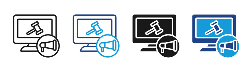 Online Bidding icon set multiple style collection