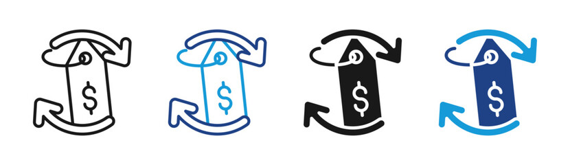 Refund Policy icon set multiple style collection