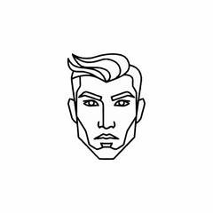 Minimalist Line Art Portrait of a Man with Stylish Haircut.