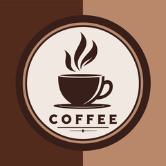 Obraz premium Coffee cup icon with hot coffee and coffee beans vector illustration for cafe drink concept