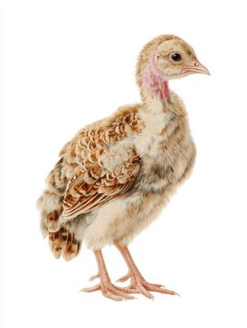 Baby turkey poult realistic wildlife bird illustration isolated