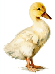 Adorable baby duck watercolor style fluffy duckling animal illustration