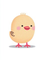Sweet yellow chick character kawaii style children illustration