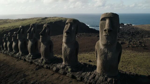 FPV Reveal Of Moai Statues On Easter Island