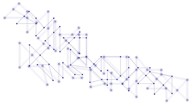 Digital Network Of Connected Nodes And Data Points Representing Technology, Communication And Connectivity interconnected lines and dots on a white background.