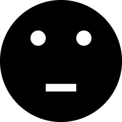Fototapeta premium Simple pixelated black face icon with a neutral expression.