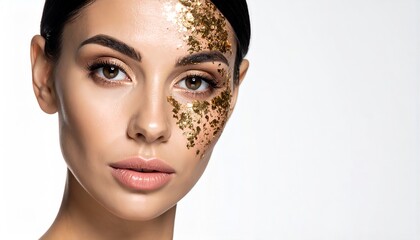 白背景　グリッター　女性モデル