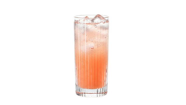 Isolated grapefruit paloma cocktail in a highball glass with ice, refreshing summer drink