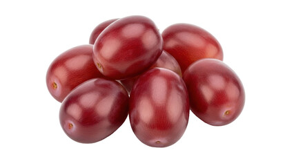 Fototapeta premium Isolated group of oval red grapes is a sweet treat for healthy eating and snacking delight