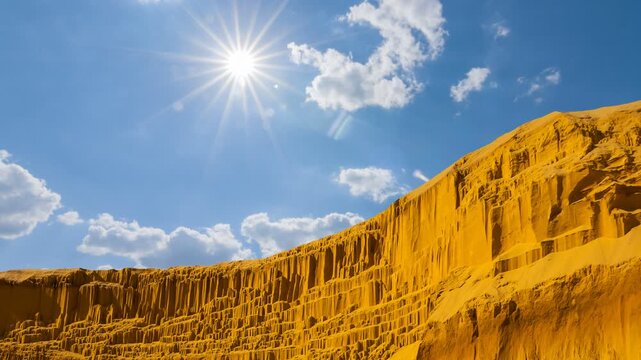 sandy wall under a sparkle sun time lapse scene