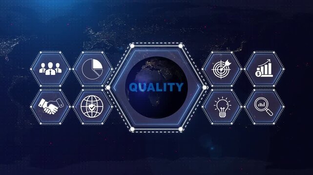 Business Control Infographic with Global and Financial on Dark Background