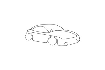 Car icon continuous one line art on white background
