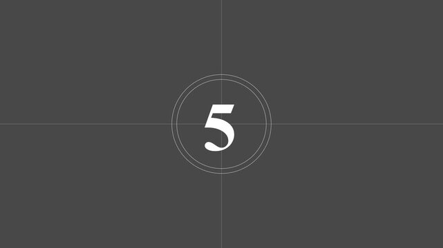 Movies start intro 0 1 2 3 4 5 6 7 8 9 10 count down with white back ground. Motion graphics of number countdown concept