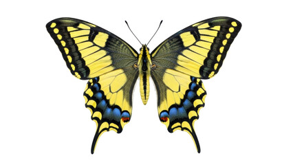 Isolated butterfly with yellow and black wings detailed patterns, dorsal view insect © Ivan
