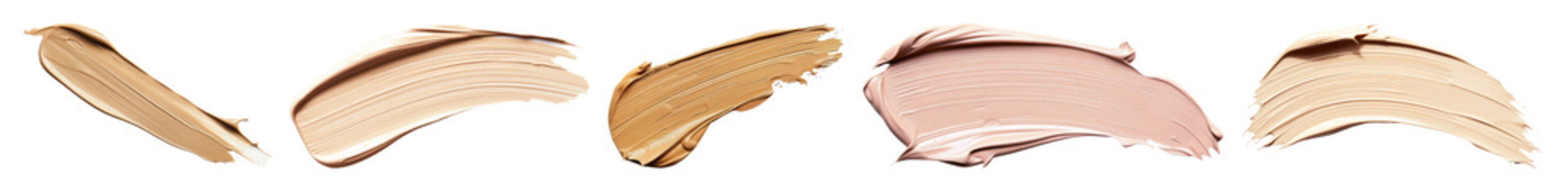 PNG Diverse foundation makeup swatches on transparent background
