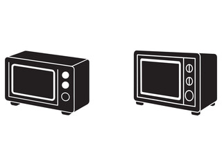 Obraz premium Two microwave ovens in black and white illustration kitchen appliances cooking devices home electronics