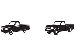 Naklejka premium Two pickup trucks side by side with white outlines on a white background