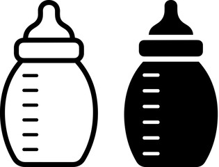 Fototapeta premium Baby bottles in black and white for parenting designs