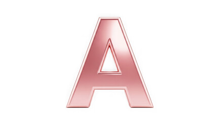 Rose gold shiny capital letter A symbol transparent background