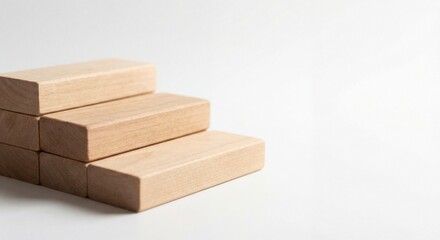Wooden block steps for business growth and progress concept
