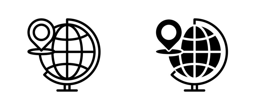Globe icon set with style outline and solid. vector simple elements for design and presentation.