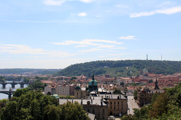 Fototapeta premium Vltava River And Charles Bridge August 2024 Old Town and Lesser Town