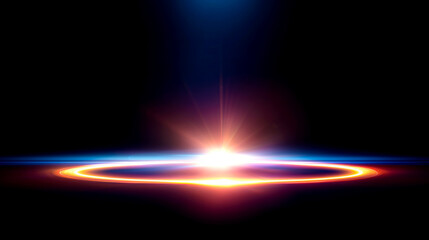 Fototapeta premium 輝くネオンリングと眩い閃光