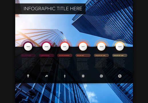 Business Timeline Infographic Over Big Photo Placeholder in the Background