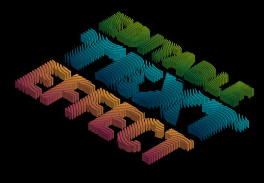 Abstract Editable Colorful Isometric Wavy Text Effect