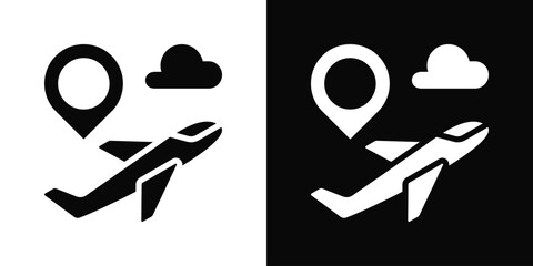 Plane Icon In Black And White Filled Style. © mirqotun