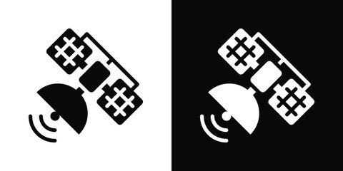 Satellite Icon In Black And White Filled Style. © mirqotin