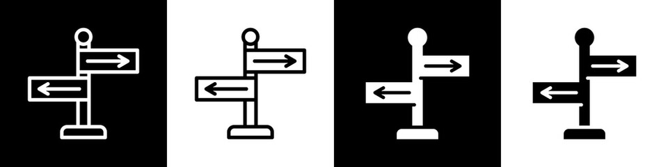 Signpost Icon In Black And White Filled Style. © mirqotun