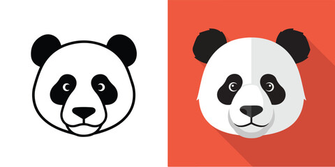 A cute panda face icon, flat design, single mascot design, vector illustration, white backdrop © Haris Lost