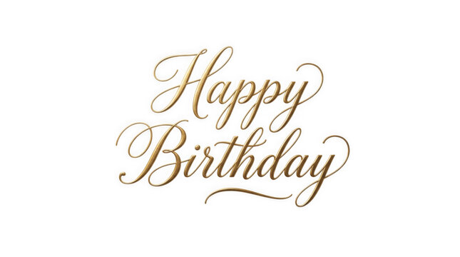 Golden happy birthday text on isolated on transparent background