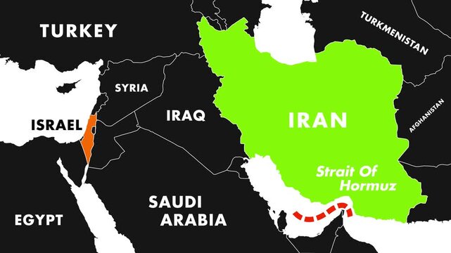 4K Map Animation of Strait of Hormuz With Animated Dotted Line Reveals Oil Route And War Tension