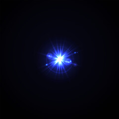 Obraz premium Colorful Star Light Effect Collection with Blue, Golden, and Yellow Glowing Starlight Sparkle Rays and Lens Flare Illumination on Transparent Background