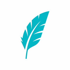 Obraz premium Simple turquoise feather illustration on a clean white background.