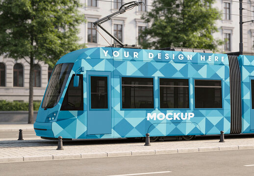 Modern City Tram Side Mockup