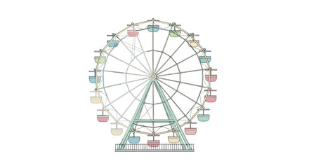 Obraz premium Colorful Ferris Wheel with Vibrant Seats.